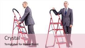 Presentation with businessman climbing the career ladder - PPT theme enhanced with businessman in career ladder concept background and a lemonade colored foreground