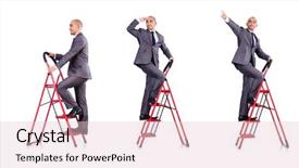  Presentation with career - Slide set featuring businessman in career ladder concept background and a lemonade colored foreground