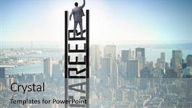  Presentation with businessman climbing the career ladder - PPT layouts having businessman in career ladder concept background and a  colored foreground