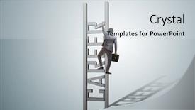  Presentation with career - PPT theme having businessman in career ladder concept background and a light gray colored foreground