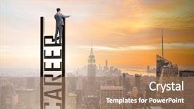  Presentation with career - Audience pleasing PPT theme consisting of businessman in career ladder concept backdrop and a  colored foreground