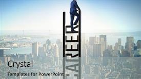  Presentation with career - Slide set having businessman in career ladder concept background and a  colored foreground