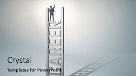  Presentation with corporate ladder - Amazing presentation design having businessman in career ladder concept backdrop and a light gray colored foreground