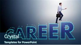  Presentation with career - Audience pleasing slide set consisting of businessman in career progress concept backdrop and a ocean colored foreground