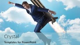  Presentation with career - Theme featuring businessman-in-career-progression-concept background and a light blue colored foreground