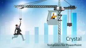  Presentation with career career progression and promotion - Presentation design featuring businessman in career promotion concept background and a sky blue colored foreground