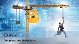  Presentation with career career progression and promotion - Amazing presentation theme having businessman in career promotion concept backdrop and a light blue colored foreground