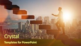  Presentation with career growth - PPT theme consisting of businessman in career promotion concept background and a tawny brown colored foreground