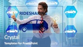  Presentation with carpooling - Slides enhanced with businessman in carpooling and carsharing background and a teal colored foreground