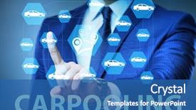  Presentation with carpooling - Beautiful slides featuring businessman in carpooling and carsharing backdrop and a ocean colored foreground
