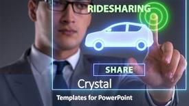  Presentation with carpooling - Theme with businessman in carpooling and carsharing background and a ocean colored foreground