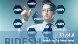  Presentation with carpooling - Colorful PPT layouts enhanced with businessman in carpooling and carsharing backdrop and a teal colored foreground