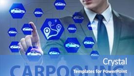  Presentation with carpooling - Slides having businessman in carpooling and carsharing background and a teal colored foreground
