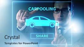 Presentation with carpooling - Cool new slides with businessman in carpooling and carsharing backdrop and a light blue colored foreground