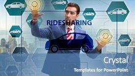  Presentation with carpooling - Audience pleasing presentation theme consisting of businessman in carpooling and carsharing backdrop and a teal colored foreground