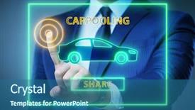  Presentation with carpooling - Presentation consisting of businessman in carpooling and carsharing background and a ocean colored foreground