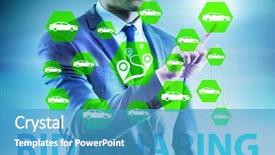  Presentation with carpooling - Colorful presentation enhanced with businessman in carpooling and carsharing backdrop and a teal colored foreground