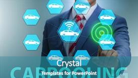  Presentation with carpooling - Audience pleasing presentation theme consisting of businessman in carpooling and carsharing backdrop and a teal colored foreground