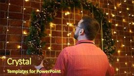  Presentation with sparkling lights - Colorful slides enhanced with businessman in casualwear hanging coniferous backdrop and a tawny brown colored foreground