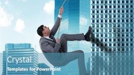  Presentation with challenge - Cool new theme with businessman-in-challenge-concept-climbing backdrop and a teal colored foreground