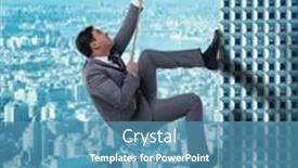  Presentation with challenge - Presentation theme with businessman-in-challenge-concept-climbing background and a teal colored foreground