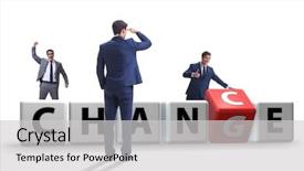  Presentation with change - Slide deck enhanced with businessman in change and chance background and a light gray colored foreground