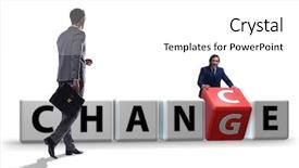  Presentation with change - Audience pleasing PPT theme consisting of businessman in change and chance backdrop and a white colored foreground