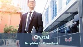  Presentation with notebook - Amazing slide deck having businessman in city holding his notebook backdrop and a ocean colored foreground