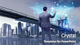  Presentation with healthcare cloud computing - Slide set featuring businessman in cloud computing concept background and a ocean colored foreground