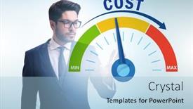 Presentation with cost - PPT layouts enhanced with businessman-in-cost-management-concept background and a light blue colored foreground