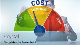  Presentation with cost - Slides featuring businessman-in-cost-management-concept background and a light blue colored foreground