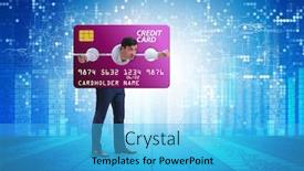  Presentation with credit card - Slide set featuring businessman-in-credit-card-burden background and a cyan colored foreground