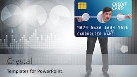  Presentation with credit card - Slide deck consisting of businessman-in-credit-card-burden background and a light gray colored foreground