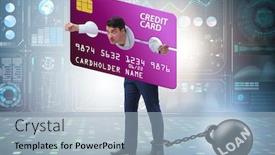  Presentation with credit card - Slide deck featuring businessman-in-credit-card-burden background and a light blue colored foreground