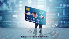  Presentation with credit card - Theme enhanced with businessman-in-credit-card-burden background and a light blue colored foreground