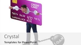  Presentation with credit card - PPT layouts enhanced with businessman-in-credit-card-burden background and a white colored foreground