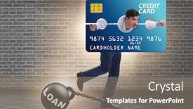  Presentation with credit card - Beautiful slide deck featuring businessman-in-credit-card-burden backdrop and a gray colored foreground