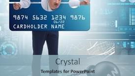  Presentation with credit card - PPT theme featuring businessman-in-credit-card-burden background and a light blue colored foreground