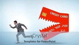  Presentation with credit card - Presentation theme enhanced with businessman-in-credit-card-debt background and a light blue colored foreground