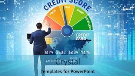 Presentation with credit score - PPT theme with businessman-in-credit-score-concept background and a light blue colored foreground