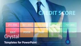  Presentation with credit score - PPT theme with businessman-in-credit-score-concept background and a navy blue colored foreground