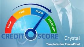  Presentation with credit score - Cool new slide deck with businessman-in-credit-score-concept backdrop and a teal colored foreground