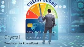  Presentation with credit score - Cool new PPT layouts with businessman-in-credit-score-concept backdrop and a light blue colored foreground