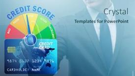  Presentation with credit score - PPT theme with businessman-in-credit-score-concept background and a light blue colored foreground