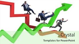  Presentation with financial crisis recovery - Slide set consisting of businessman in crisis and recovery background and a mint green colored foreground