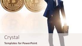  Presentation with blockchain - Slide deck having businessman in cryptocurrency blockchain concept background and a lemonade colored foreground