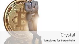  Presentation with blockchain - Cool new PPT theme with businessman-in-cryptocurrency-blockchain-concept backdrop and a white colored foreground