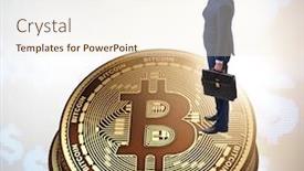  Presentation with blockchain - Slide set enhanced with businessman-in-cryptocurrency-blockchain-concept background and a cream colored foreground