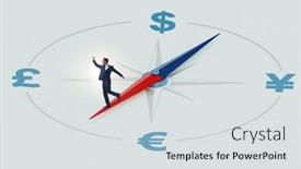  Presentation with trading - PPT theme enhanced with businessman-in-currency-trading-concept background and a sky blue colored foreground