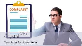 Presentation with concept - PPT theme enhanced with businessman-in-customer-complaint-concept background and a light blue colored foreground